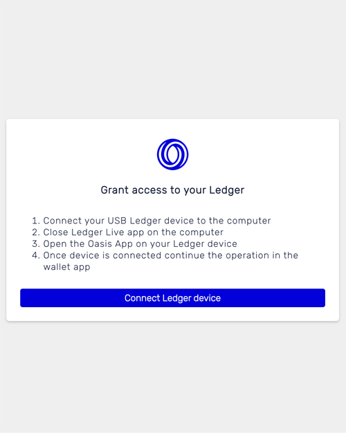 Open Wallet via Ledger